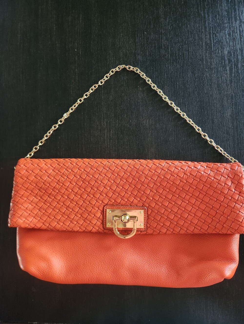 Banana Republic Orange Woven Flap Shoulder Clutch